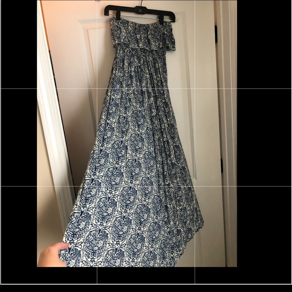 Navy and white maxi dress